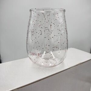 BANDO Acrylic Stemless Wine Glasses Set of 4 Pink/Red Glitter Confetti